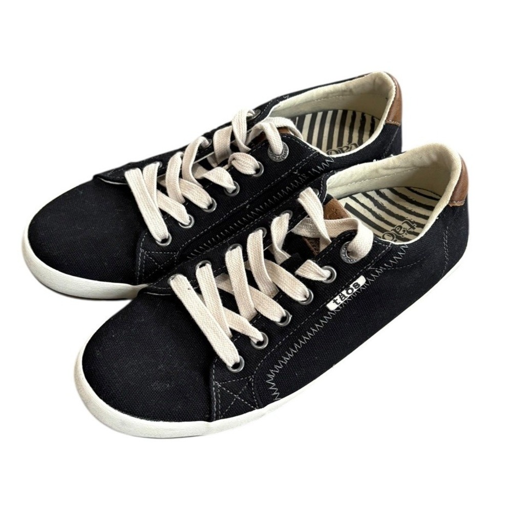 Black Canvas Women's Low-Top Sneakers with Cream Laces